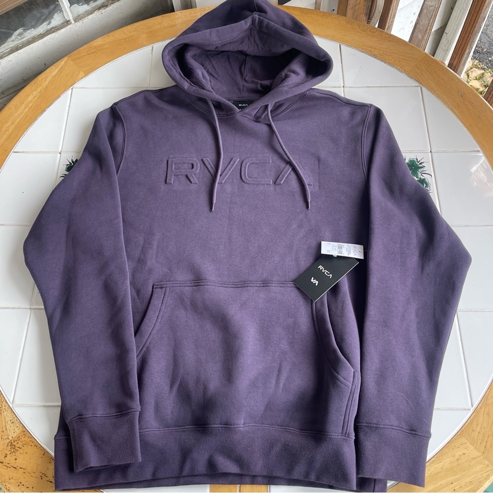 RCVA Purple Hoodie Medium Embossed Logo NWT Pullover Skate Surf Grunge
